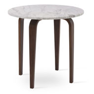 chanelle end side table marble top 55cm 215inch walnut veneer ply wood base jpg