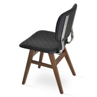 hazal dining chair beech wood walnut finish back support chrome f soft leatherette black 901 quiltedjpg