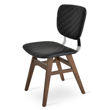 hazal dining chair beech wood walnut finish back support chrome f soft leatherette black 902 quiltedjpg