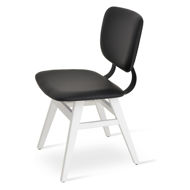 hazal dining chair beech wood white lacquer finish back support black paint f soft leatherette black 904 plainjpg
