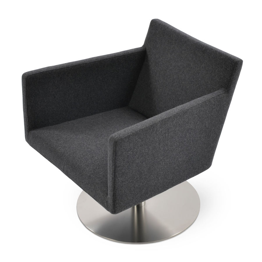 harput armchair lounge swivel round base ss camira dark grey wool 1jpg