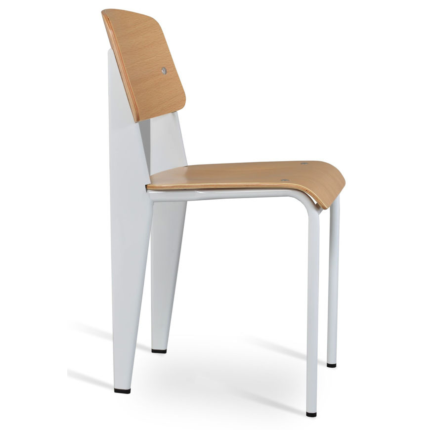 prouve dining chair plywood oak natural veneer seatback white frame 1jpg