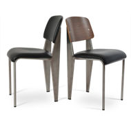 prouve soft seat dining chair ppms black 502 40 seat walnut veneer back gunmetal frame 1jpg