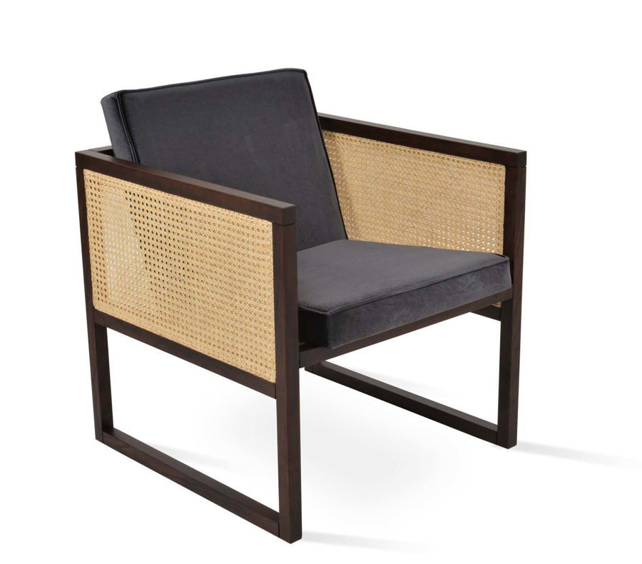 Picture of Cube Wood Wicker Lounge Armchair