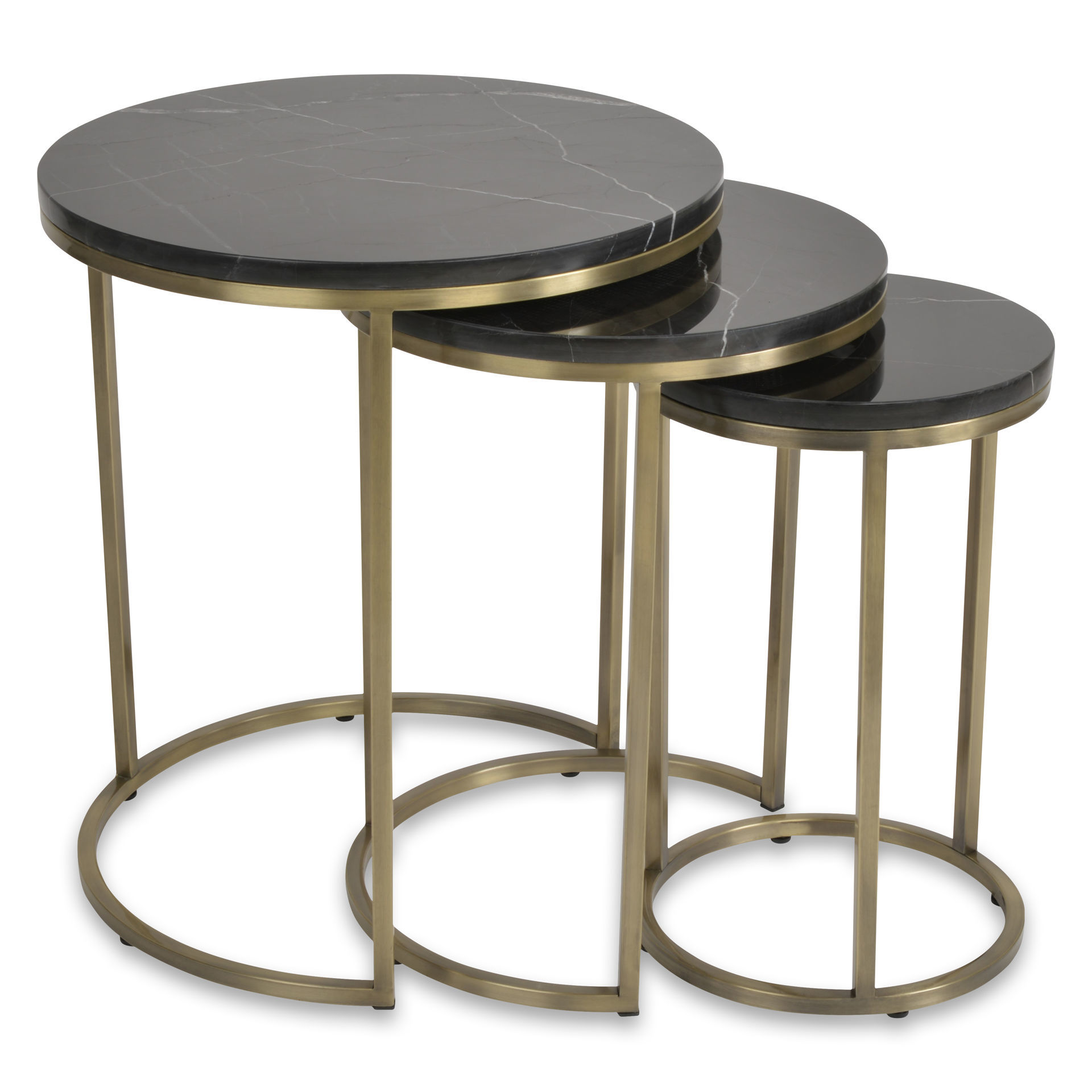 Alexy Marble Nesting End Table Black Harmony Modern USA