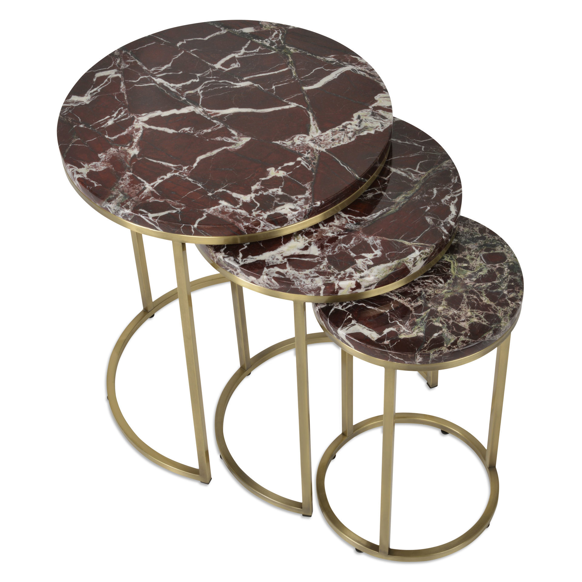 Alexy Marble Nesting End Table Rosso Levanto Harmony Modern USA